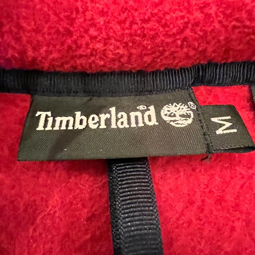 Vintage Timberland Red Fleece Jacket with Navy Trim Size Medium - Picture 3 of 5